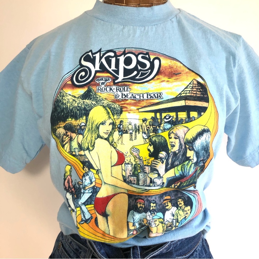 Vintage Single Stitch Skips Rock & Roll Beach Bar Tee